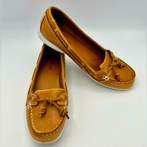 Sebago ‘Felucca’ leather Lace Tan Boat Shoe slip on Loafer w8.5